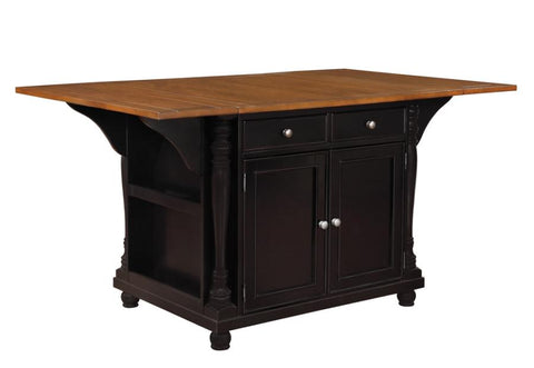 Coaster Slater 2-drawer Kitchen Island with Drop Leaves Brown and Black Model 102270