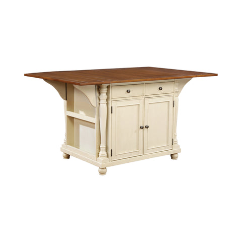 Coaster Slater 2-drawer Kitchen Island with Drop Leaves Brown and Buttermilk Model 102271