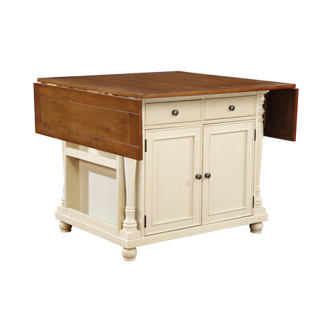 Coaster Slater 2-drawer Kitchen Island with Drop Leaves Brown and Buttermilk Model 102271