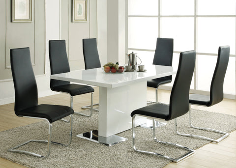 Coaster Anges T-shaped Pedestal Dining Table Glossy White Model 102310