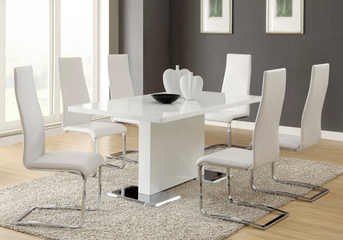 Coaster Anges T-shaped Pedestal Dining Table Glossy White Model 102310