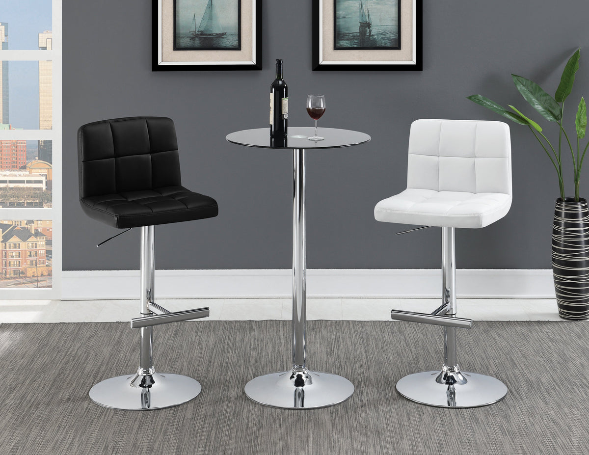 Coaster Lenny Adjustable Height Bar Stools Chrome and Black (Set of 2) Model 102554
