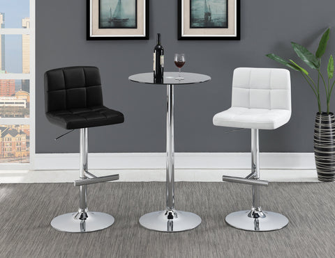Coaster Lenny Adjustable Height Bar Stools Chrome and Black (Set of 2) Model 102554