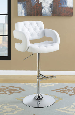 Coaster Brandi 29" Adjustable Height Bar Stool Chrome and White Model 102557