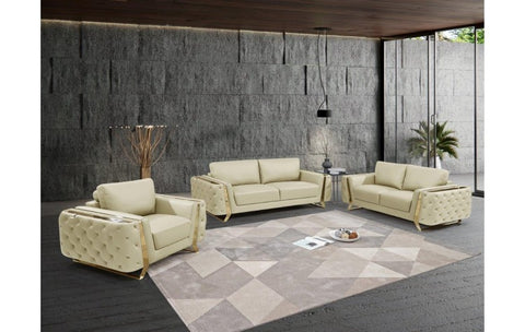 Caviani Top Grain Leather Sofa Set Model:  1050-BEIGE