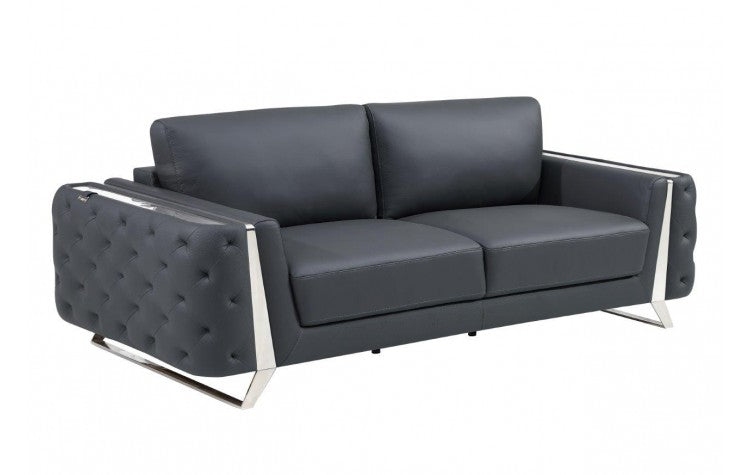 Caviani Top Grain Leather Sofa Model:  1050-DK-GRAY-S
