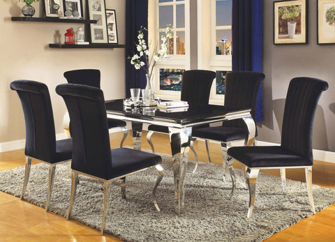 Coaster Carone Rectangular Dining Table Chrome and Black Model 105071