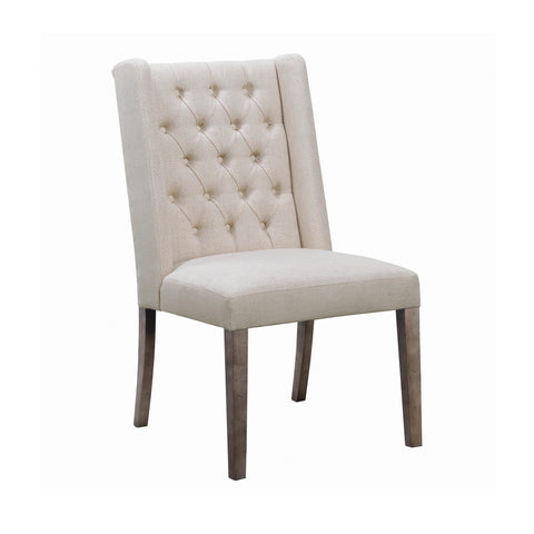 Coaster Batson Tufted Side Chairs Dark Brown and Beige (Set of 2) Model 105143
