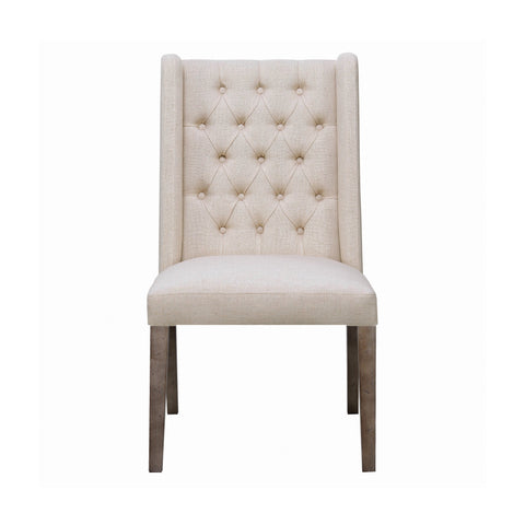 Coaster Batson Tufted Side Chairs Dark Brown and Beige (Set of 2) Model 105143