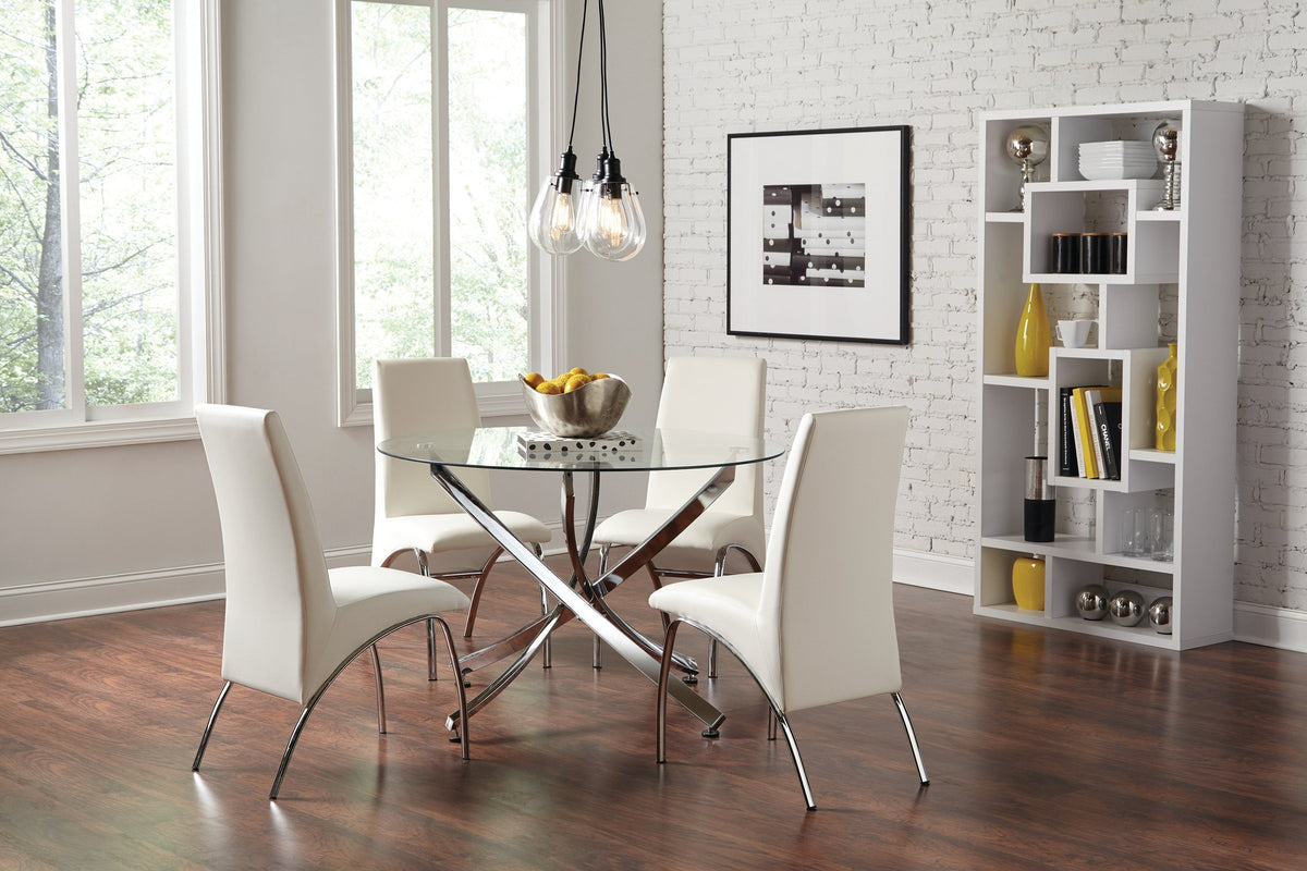 Coaster Beckham Round Dining Table Chrome and Clear Model 106440