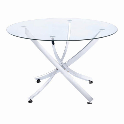 Coaster Beckham Round Dining Table Chrome and Clear Model 106440