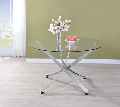 Coaster Beckham Round Dining Table Chrome and Clear Model 106440