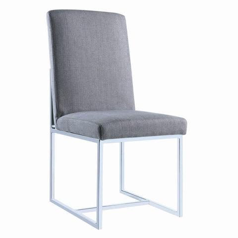 Coaster Mackinnon Upholstered Side Chairs Grey and Chrome (Set of 2) Model 107143