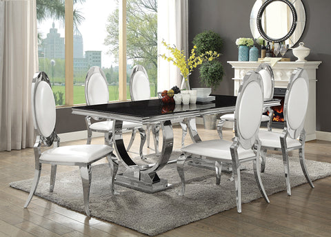 Coaster Antoine Rectangular Dining Table Chrome and Black Model 107871