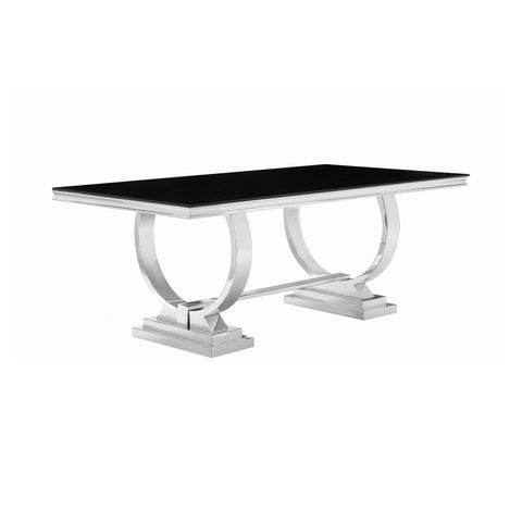 Coaster Antoine Rectangular Dining Table Chrome and Black Model 107871