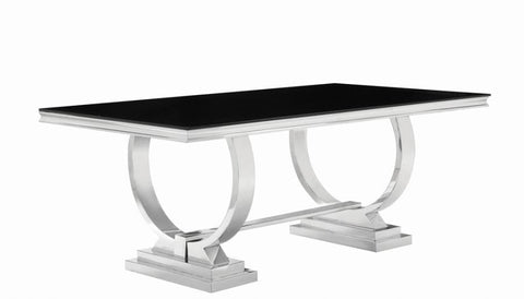 Coaster Antoine Rectangular Dining Table Chrome and Black Model 107871