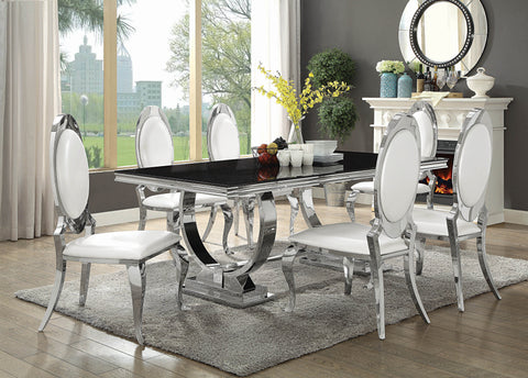 Coaster Antoine Rectangular Dining Table Chrome and Black Model 107871