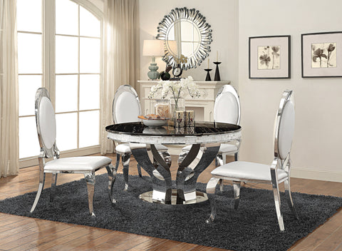 Coaster Anchorage Round Dining Table Chrome and Black Model 107891