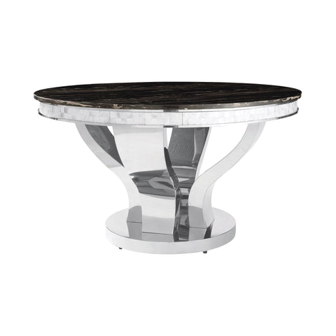 Coaster Anchorage Round Dining Table Chrome and Black Model 107891