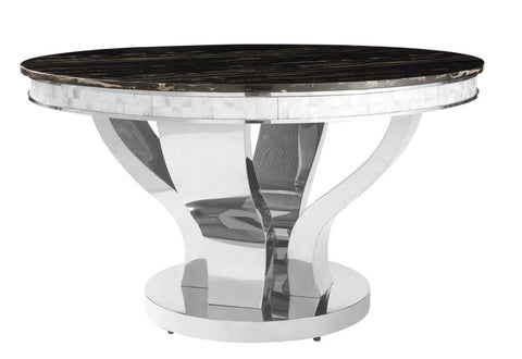 Coaster Anchorage Round Dining Table Chrome and Black Model 107891
