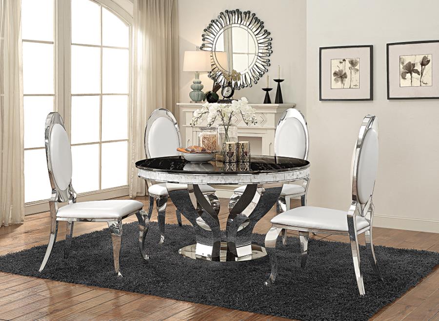 Coaster Anchorage 5-piece Round Dining Set Chrome Model 107891-S5