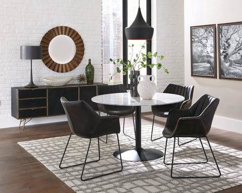 Coaster Bartole Round Dining Table White and Matte Black Model 108020