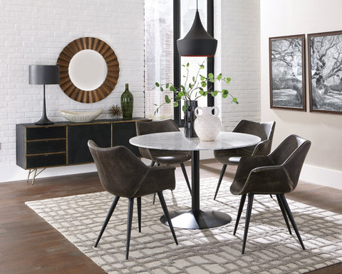 Coaster Bartole Round Dining Table White and Matte Black Model 108020
