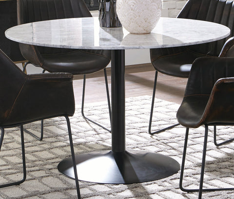Coaster Bartole Round Dining Table White and Matte Black Model 108020
