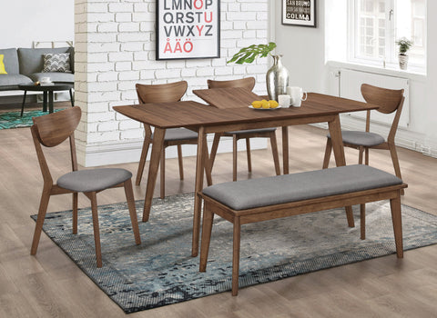 Coaster Alfredo Upholstered Dining Bench Grey and Natural Walnut Model 108083