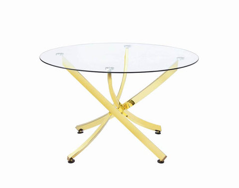 Coaster Beckham Round Dining Table Brass and Clear Model 108441