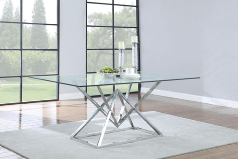 Coaster Beaufort Rectangle Glass Top Dining Table Chrome Model 109451