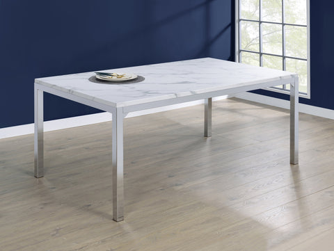 Coaster Athena Rectangle Dining Table with Marble Top Chrome Model 110101