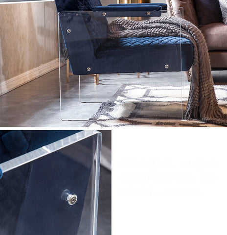 Divani Casa Edmond Modern Blue Velvet & Acrylic Lounge Chair Model VGCA1102-BLU