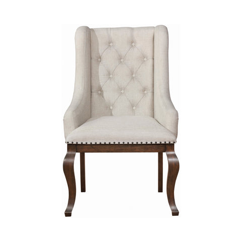 Coaster Brockway Cove Tufted Arm Chairs Cream and Antique Java (Set of 2) Model 110313