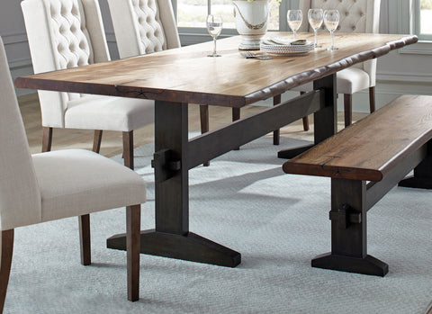 Coaster Bexley Live Edge Trestle Dining Table Natural Honey and Espresso Model 110331