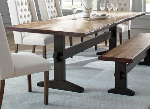 Coaster Bexley Live Edge Trestle Dining Table Natural Honey and Espresso Model 110331