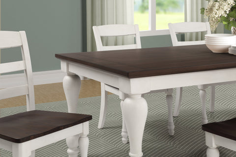 Coaster Madelyn Dining Table with Extension Leaf Dark Cocoa and Coastal White Model 110381