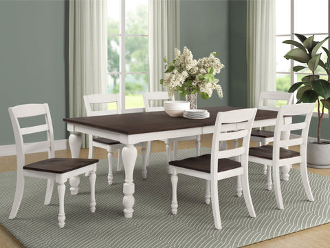 Coaster Madelyn Dining Table with Extension Leaf Dark Cocoa and Coastal White Model 110381