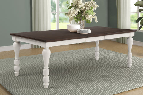Coaster Madelyn Dining Table with Extension Leaf Dark Cocoa and Coastal White Model 110381