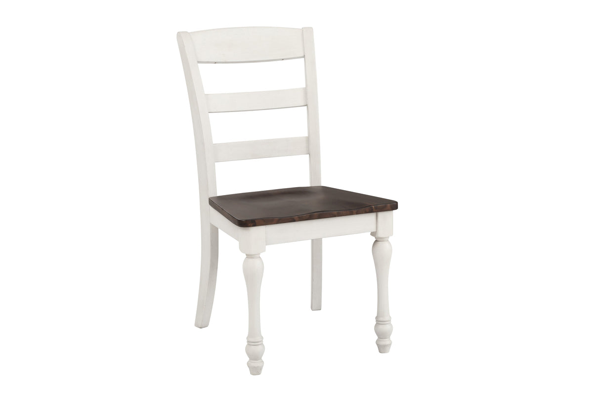 Coaster Madelyn Ladder Back Side Chairs Dark Cocoa and Coastal White (Set of 2) Model 110382