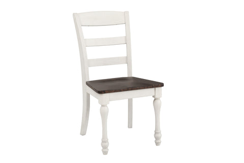 Coaster Madelyn Ladder Back Side Chairs Dark Cocoa and Coastal White (Set of 2) Model 110382
