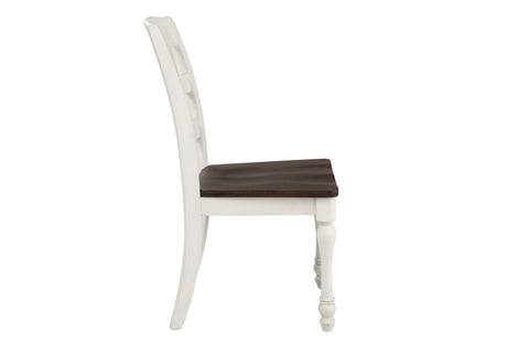 Coaster Madelyn Ladder Back Side Chairs Dark Cocoa and Coastal White (Set of 2) Model 110382