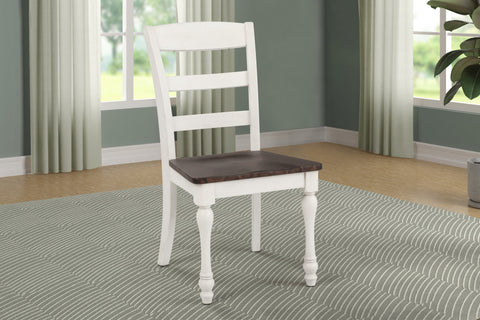Coaster Madelyn Ladder Back Side Chairs Dark Cocoa and Coastal White (Set of 2) Model 110382