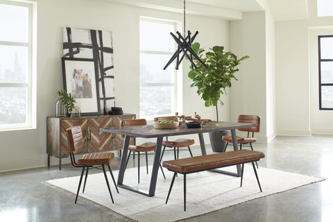 Coaster Misty Sled Leg Dining Table Grey Sheesham and Gunmetal Model 110681