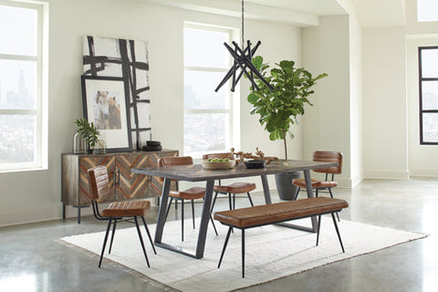 Coaster Misty Sled Leg Dining Table Grey Sheesham and Gunmetal Model 110681