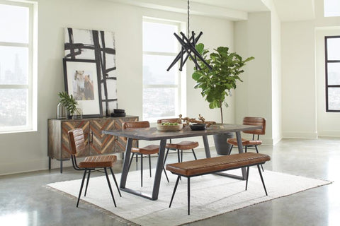 Coaster Misty Sled Leg Dining Table Grey Sheesham and Gunmetal Model 110681
