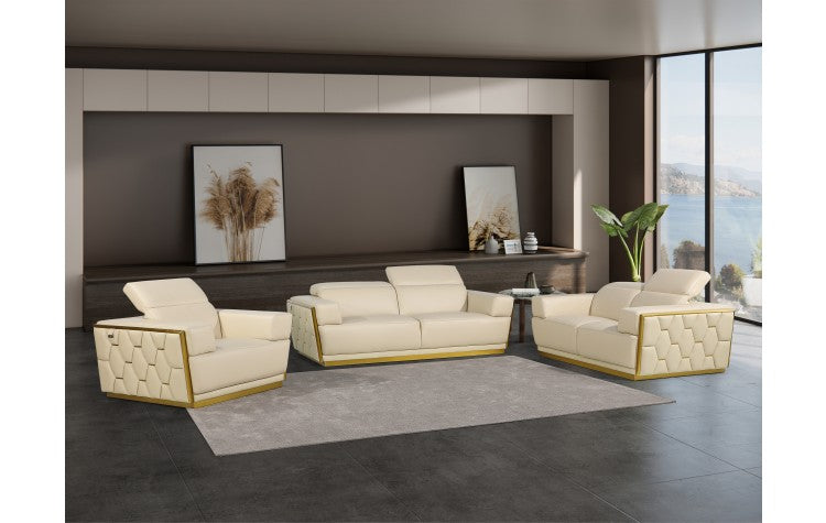 1111 DivanItalia Beige Sofa Set – Top Grain Italian LeatherModel:  1111-BEIGE