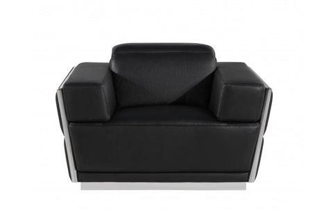 1111 DivanItalia Black Chair – Top Grain Italian LeatherModel:  1111-BLACK-CH