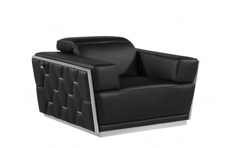 1111 DivanItalia Black Chair – Top Grain Italian LeatherModel:  1111-BLACK-CH