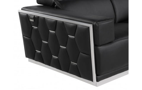 1111 DivanItalia Black Chair – Top Grain Italian LeatherModel:  1111-BLACK-CH